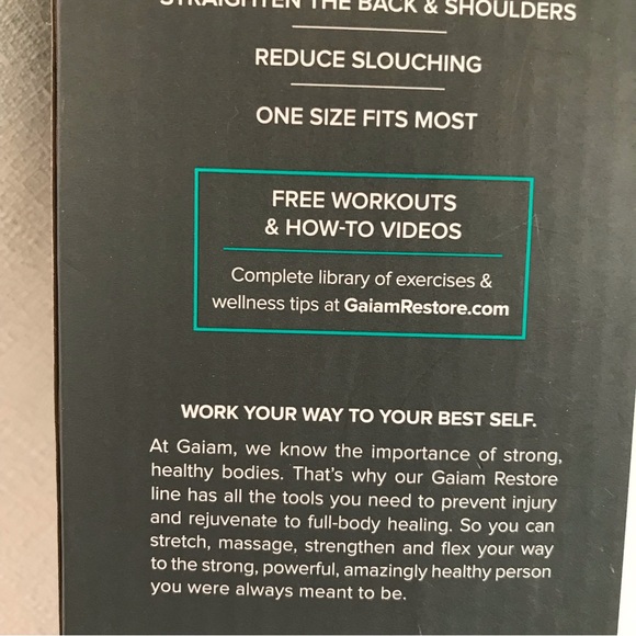 GAIAM Restore Posture Corrector Black Adjustable Clasps and Velcro NWT NIB - Picture 10 of 11